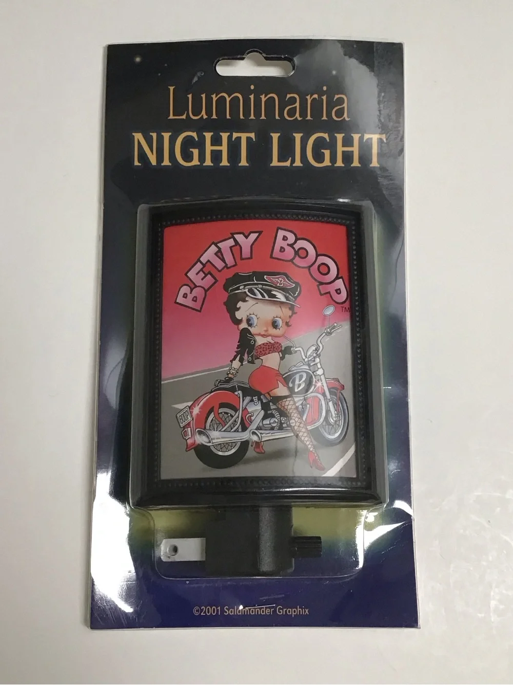 Betty Boop Motorcycle Night Light Fishnet Stockings Sexy Biker Vintage 2001 NEW